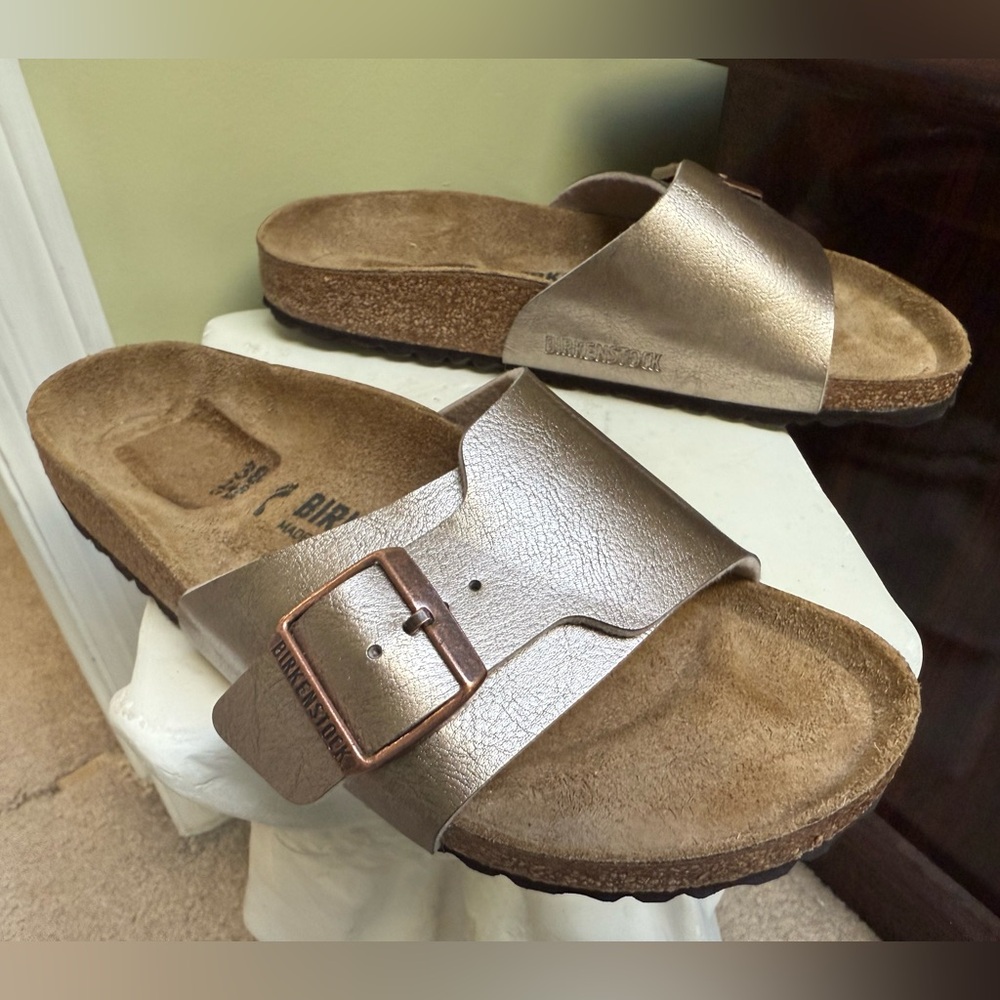 Birkenstock Bronze Slide Sandals